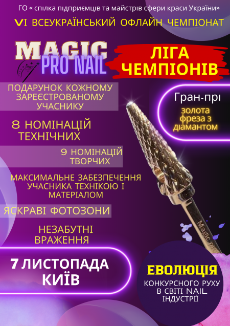 VI всеукраїнський чемпіонат серед майстрів манікюру MAGIC PRO NAIL. ЛІГА ЧЕМПІОНІВ